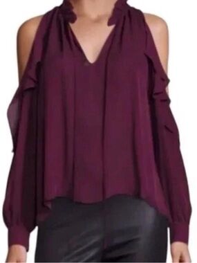 Parker Plum Cold-Shoulder V-Neck Blouse